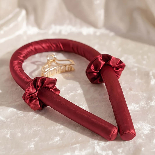 Rouleau Bigoudi Satin Bordeaux avec Pince et Chouchous