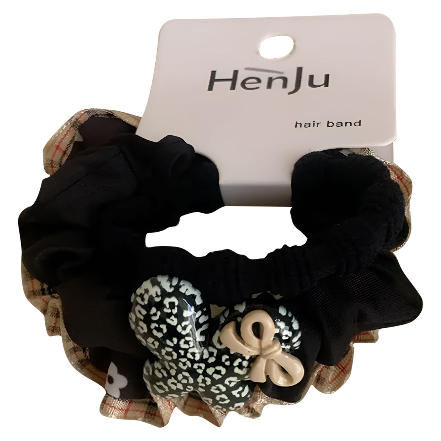 Lot de 3 Chouchous Casual pour Cheveux à Nœud et Charms Irisés Minimaliste Noir