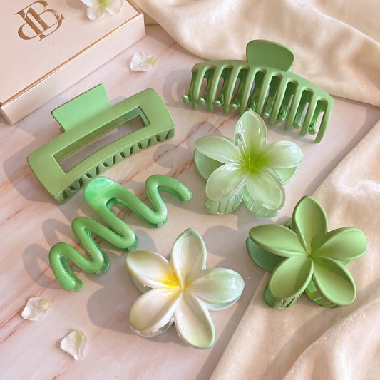 Lot de 6 Pinces Cheveux Matcha & Sauge Collection Jardin de Pistache