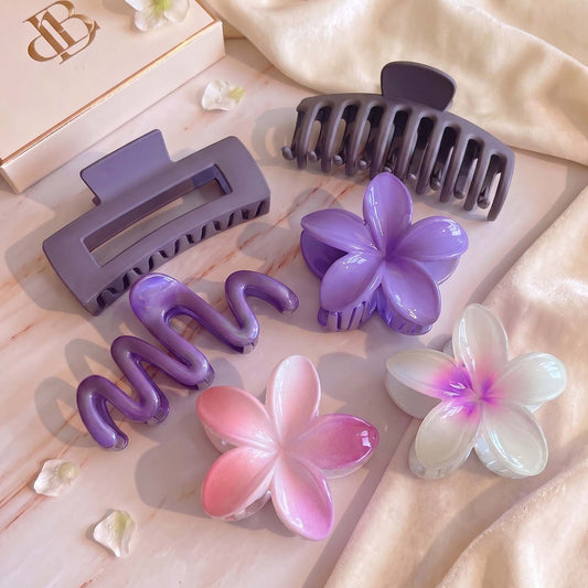 Lot de 6 Pinces Cheveux Nuances Lilas et Orchidée