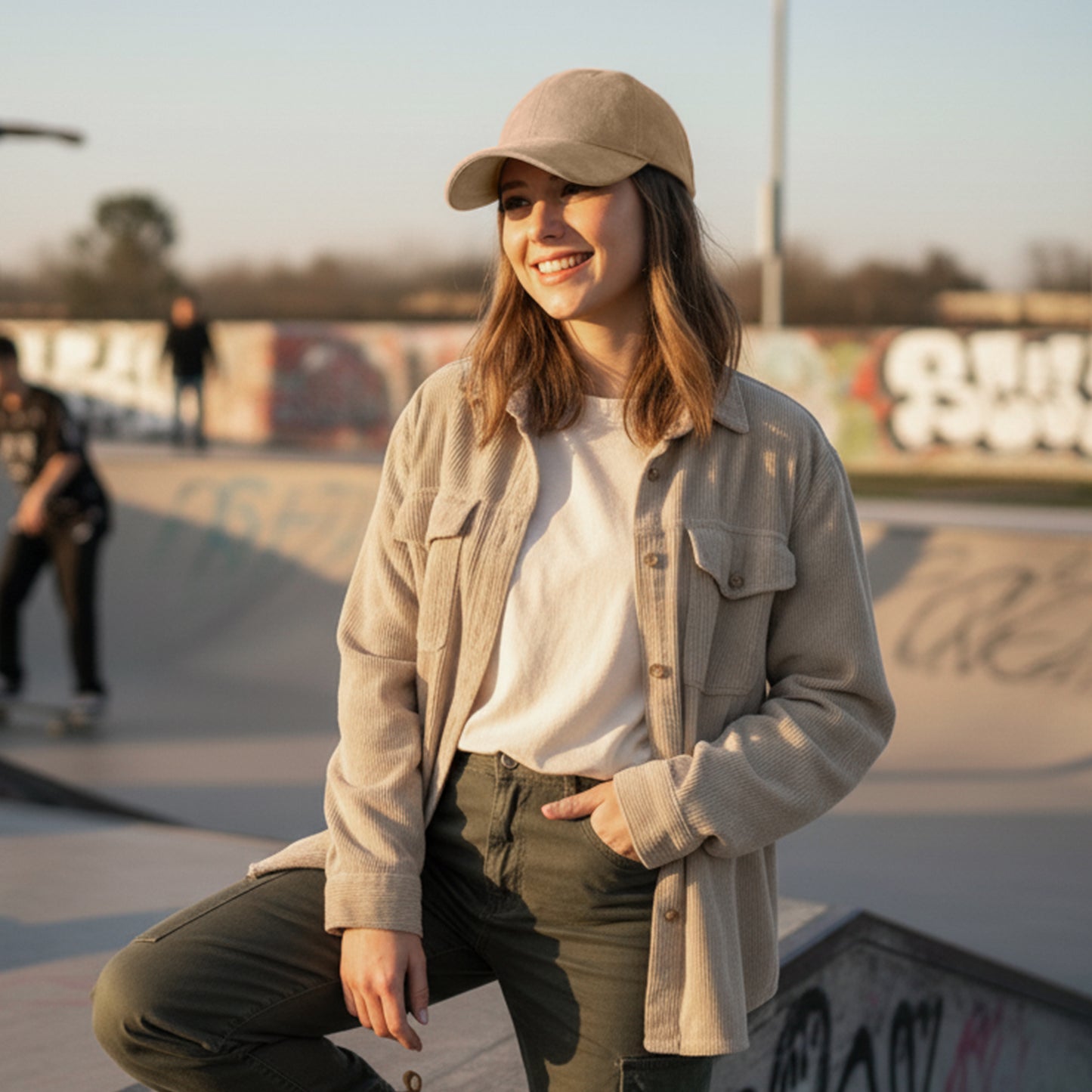 Casquette Femme Skyline Effet Daim Beige