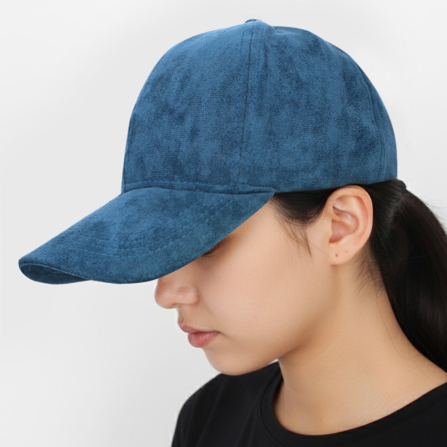 Casquette Femme Skyline Effet Daim Bleu canard
