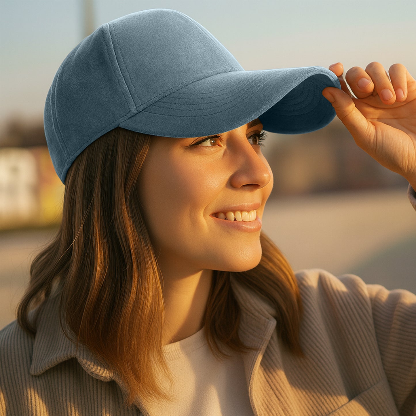 Casquette Skyline Effet Daim Bleu canard