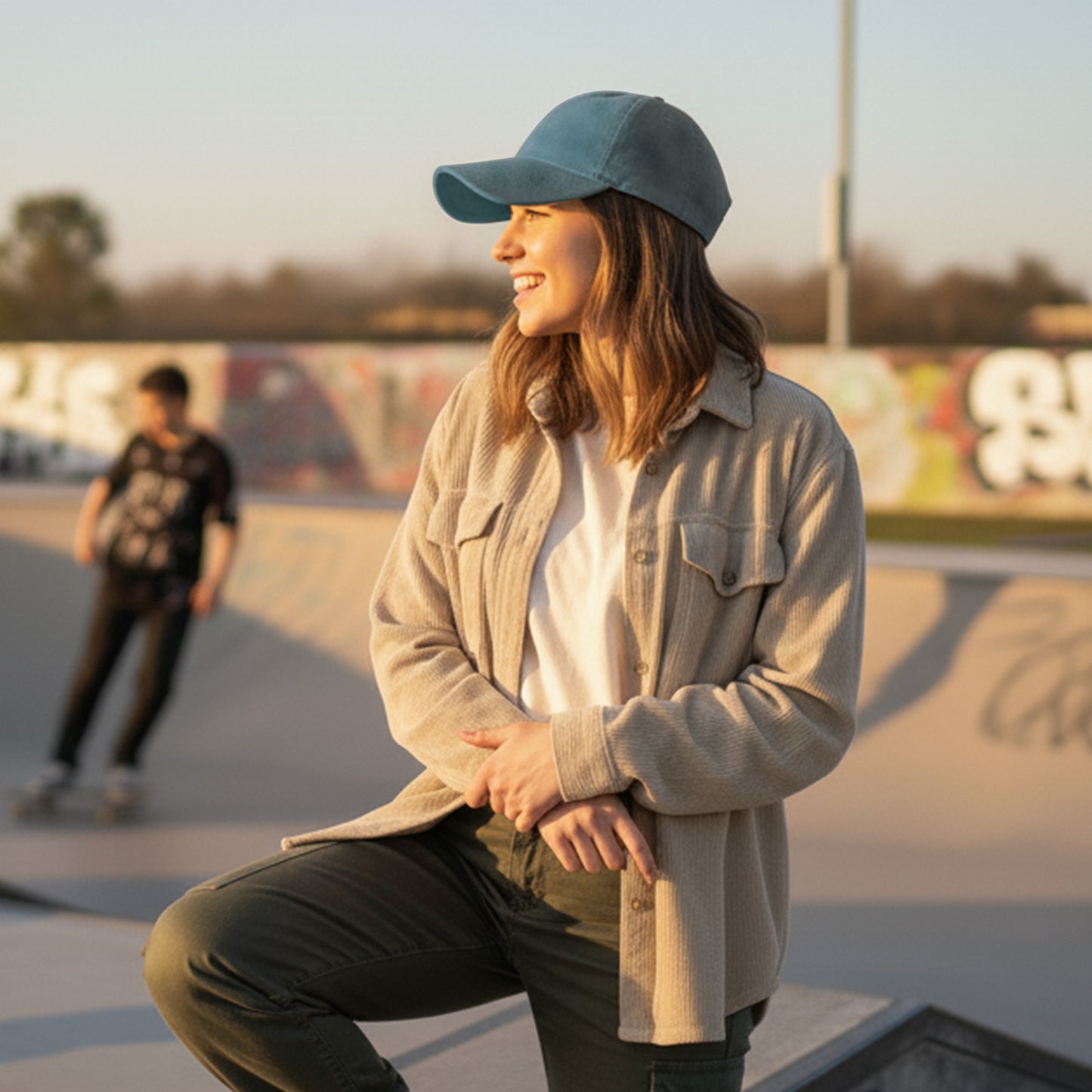 Casquette Skyline Effet Daim Bleu canard
