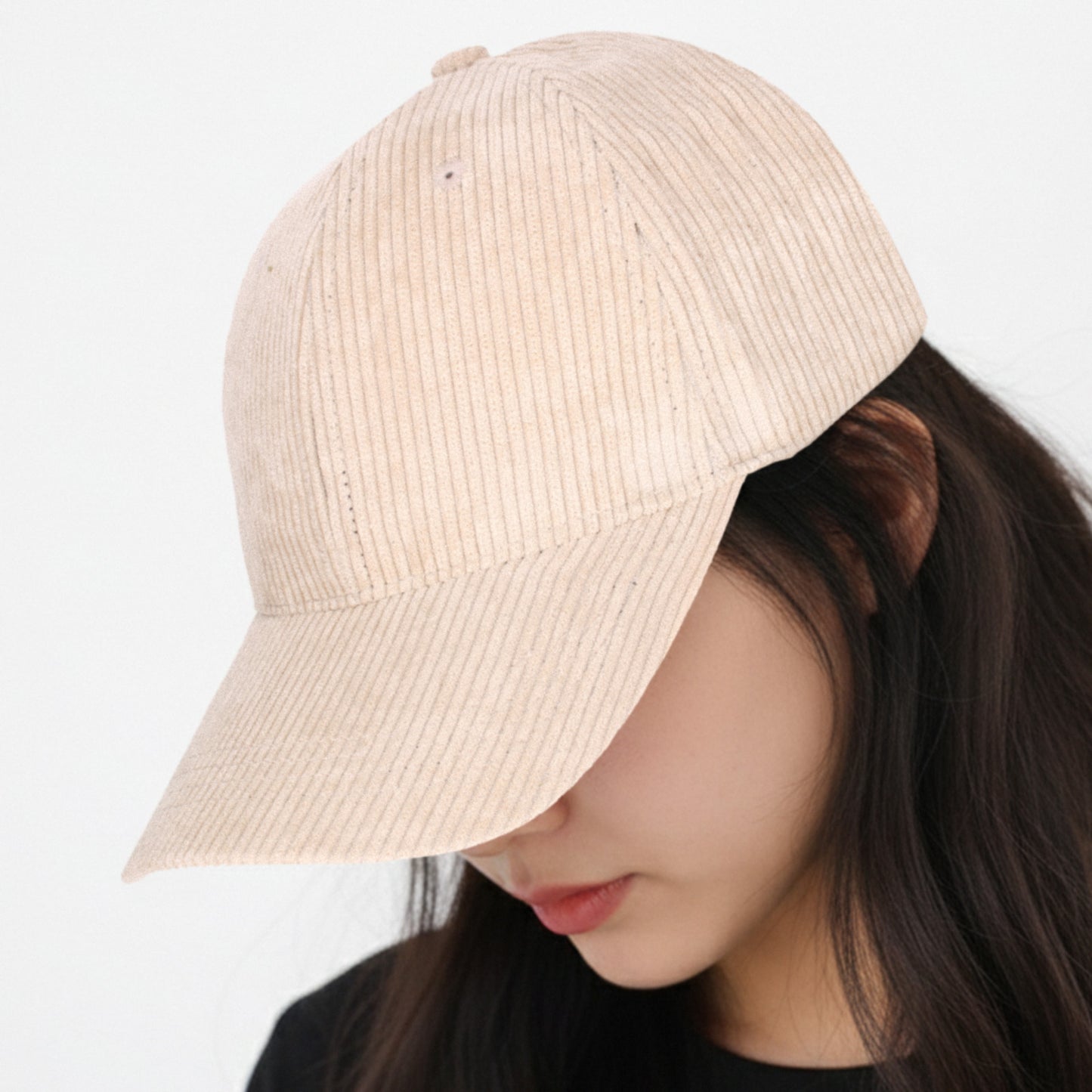 Casquette Femme Velvet Grace en Velours Côtelé Beige