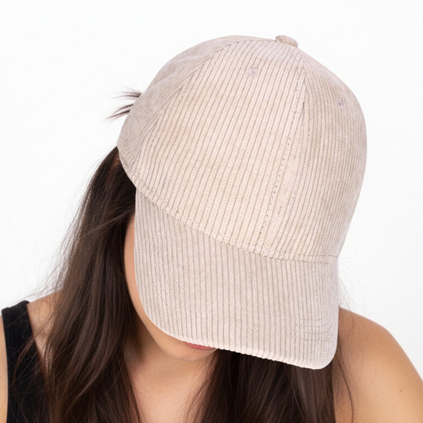 Casquette Femme Velvet Grace en Velours Côtelé Beige