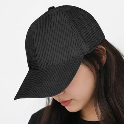 Casquette Femme Velvet Grace en Velours Côtelé Noir