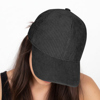 Casquette Femme Velvet Grace en Velours Côtelé Noir