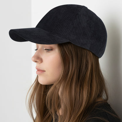 Casquette Femme Velvet Grace en Velours Côtelé Noir