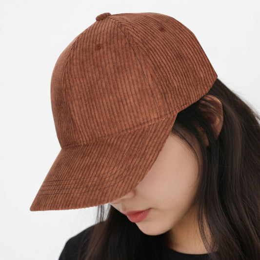 Casquette Femme Velvet Grace en Velours Côtelé Marron