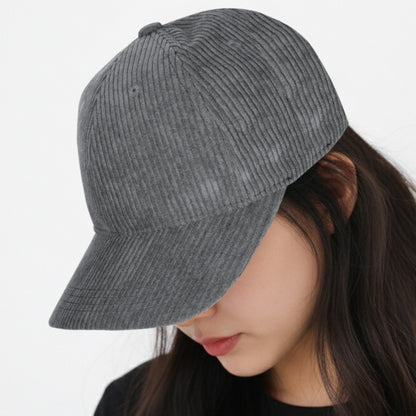 Casquette Femme Velvet Grace en Velours Côtelé Gris