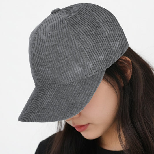 Casquette Femme Velvet Grace en Velours Côtelé Gris