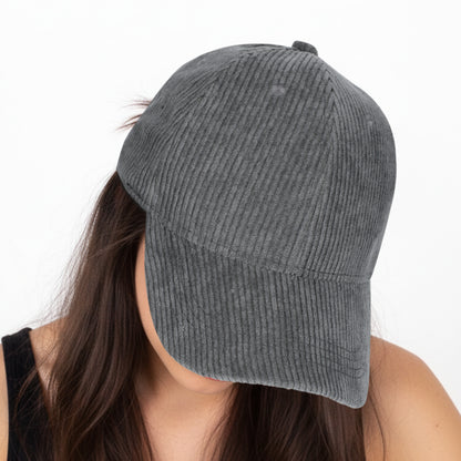 Casquette Femme Velvet Grace en Velours Côtelé Gris