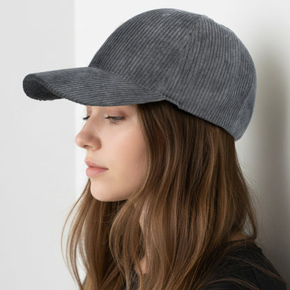 Casquette Femme Velvet Grace en Velours Côtelé Gris