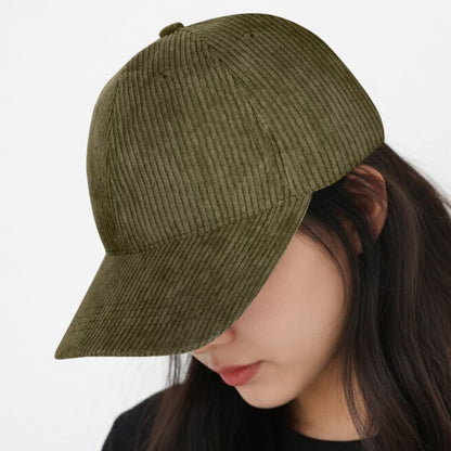 Casquette Femme Velvet Grace en Velours Côtelé Kaki