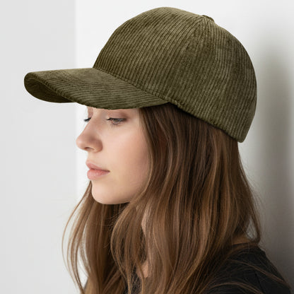 Casquette Femme Velvet Grace en Velours Côtelé Kaki