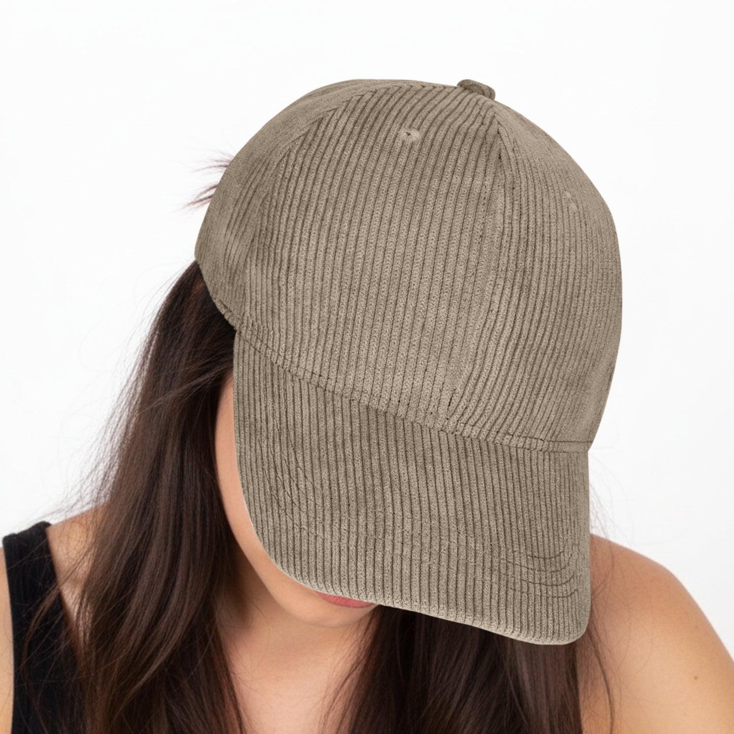 Casquette Femme Velvet Grace en Velours Côtelé Taupe