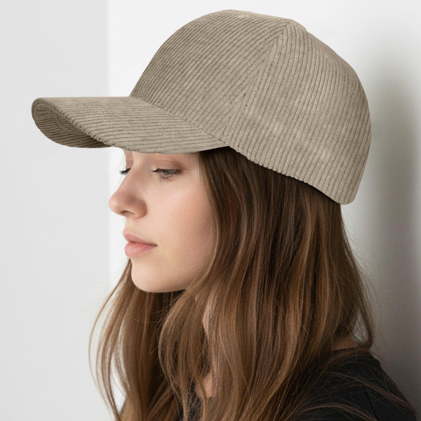 Casquette Femme Velvet Grace en Velours Côtelé Taupe