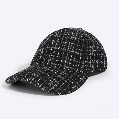 Casquette Femme Casual Spirit en Tweed à Carreaux Noir