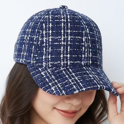 Casquette Femme Casual Spirit en Tweed à Carreaux Bleu Marine