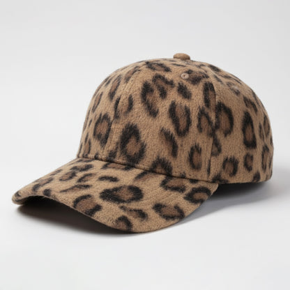 Casquette Femme Fuzzy Touch Imprimé Léopard Marron Clair