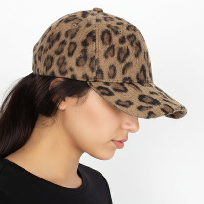 Casquette Femme Fuzzy Touch Imprimé Léopard Marron Clair