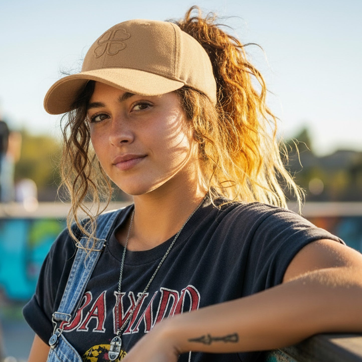 Casquette Femme Clover Heart Effet Daim Beige