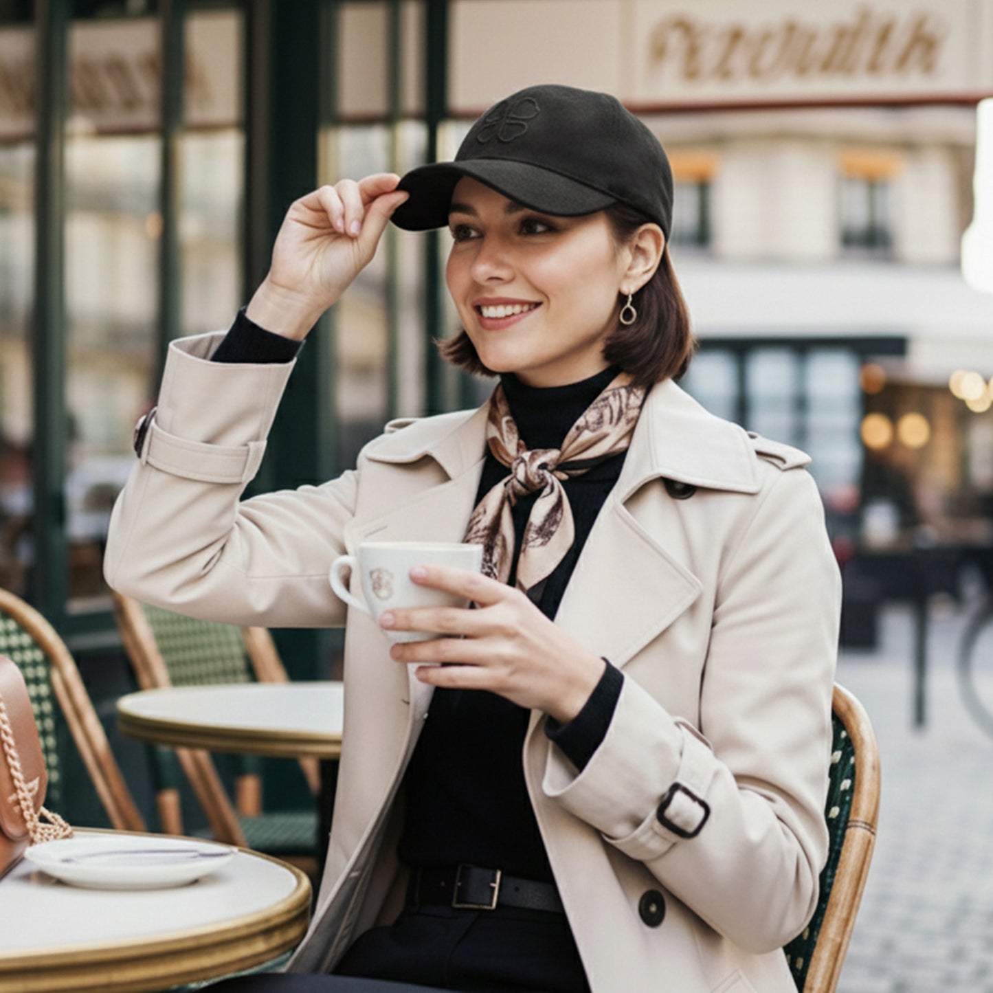 Casquette Clover Heart Effet Daim Noir