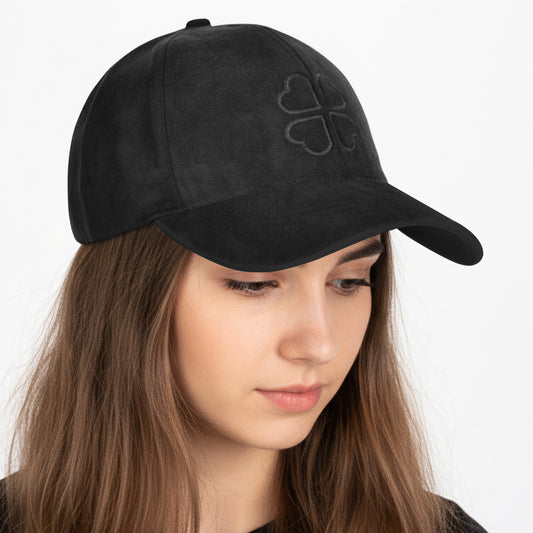 Casquette Femme Clover Heart Effet Daim Noir