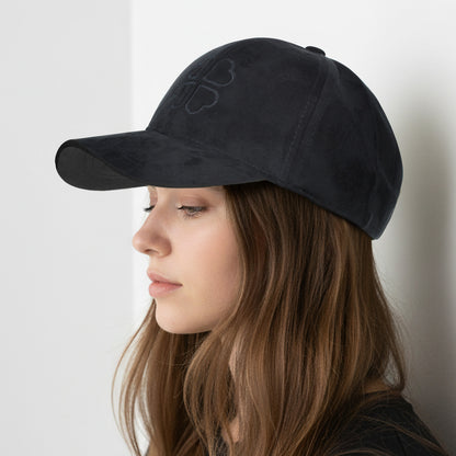 Casquette Femme Clover Heart Effet Daim Noir