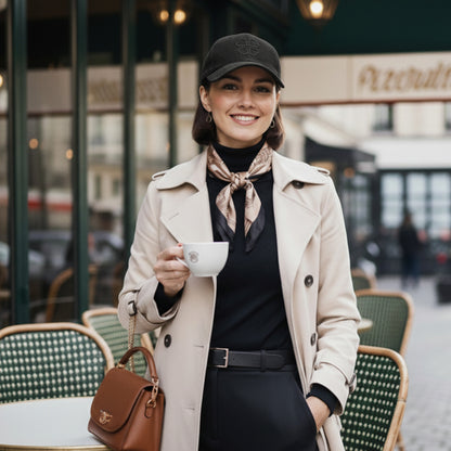 Casquette Femme Clover Heart Effet Daim Noir