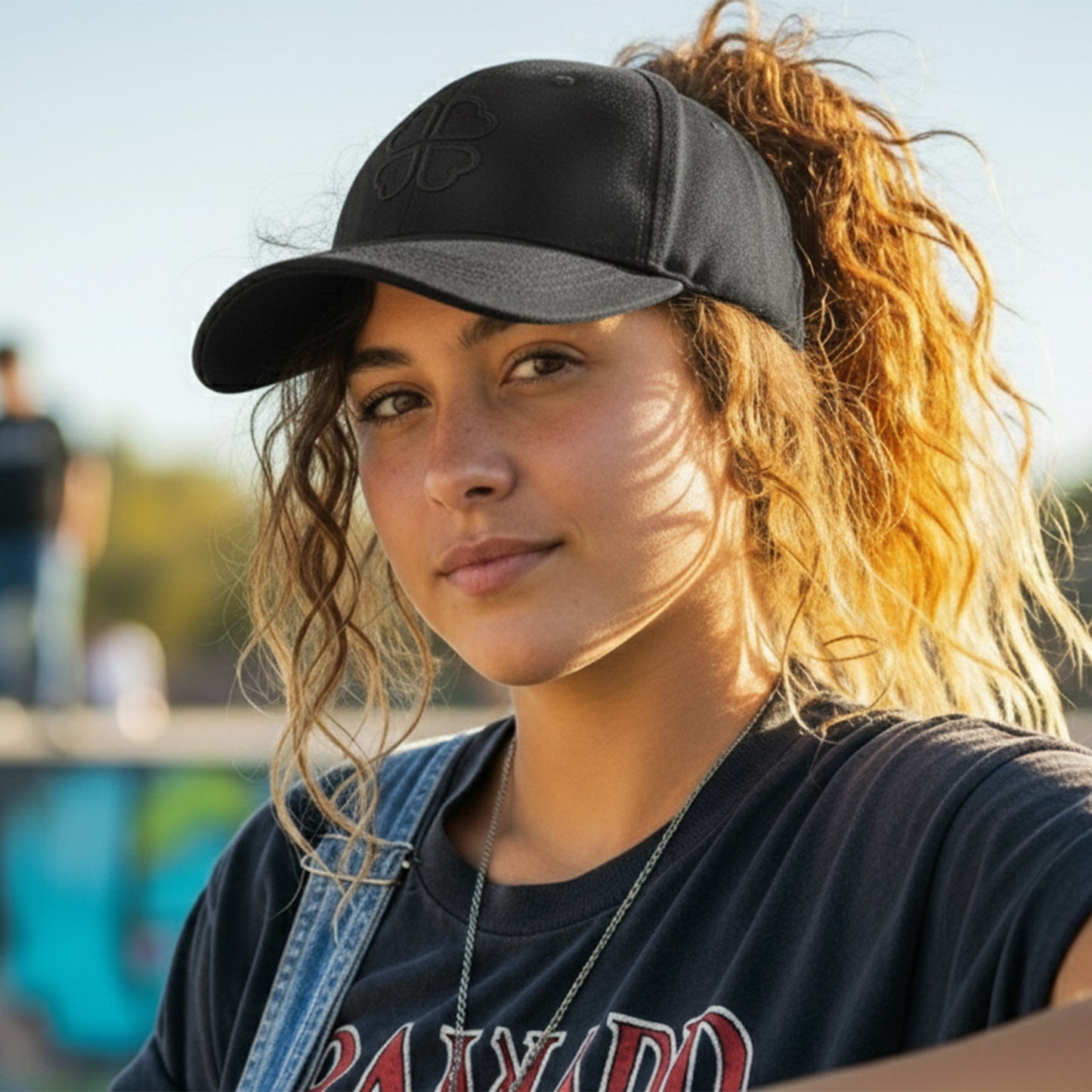 Casquette Clover Heart Effet Daim Noir