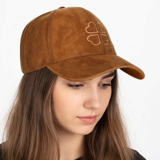 Casquette Femme Clover Heart Effet Daim Marron