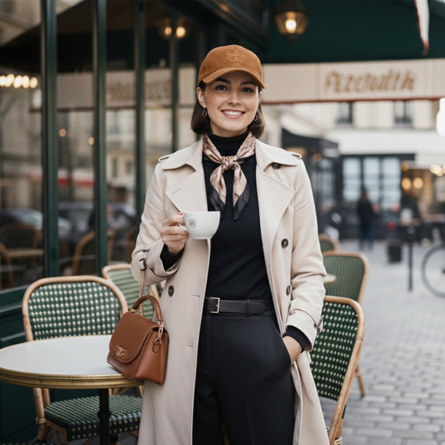 Casquette Clover Heart Effet Daim Marron