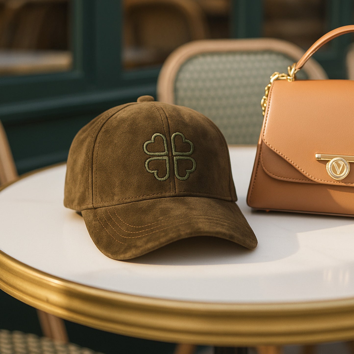 Casquette Clover Heart Effet Daim Vert