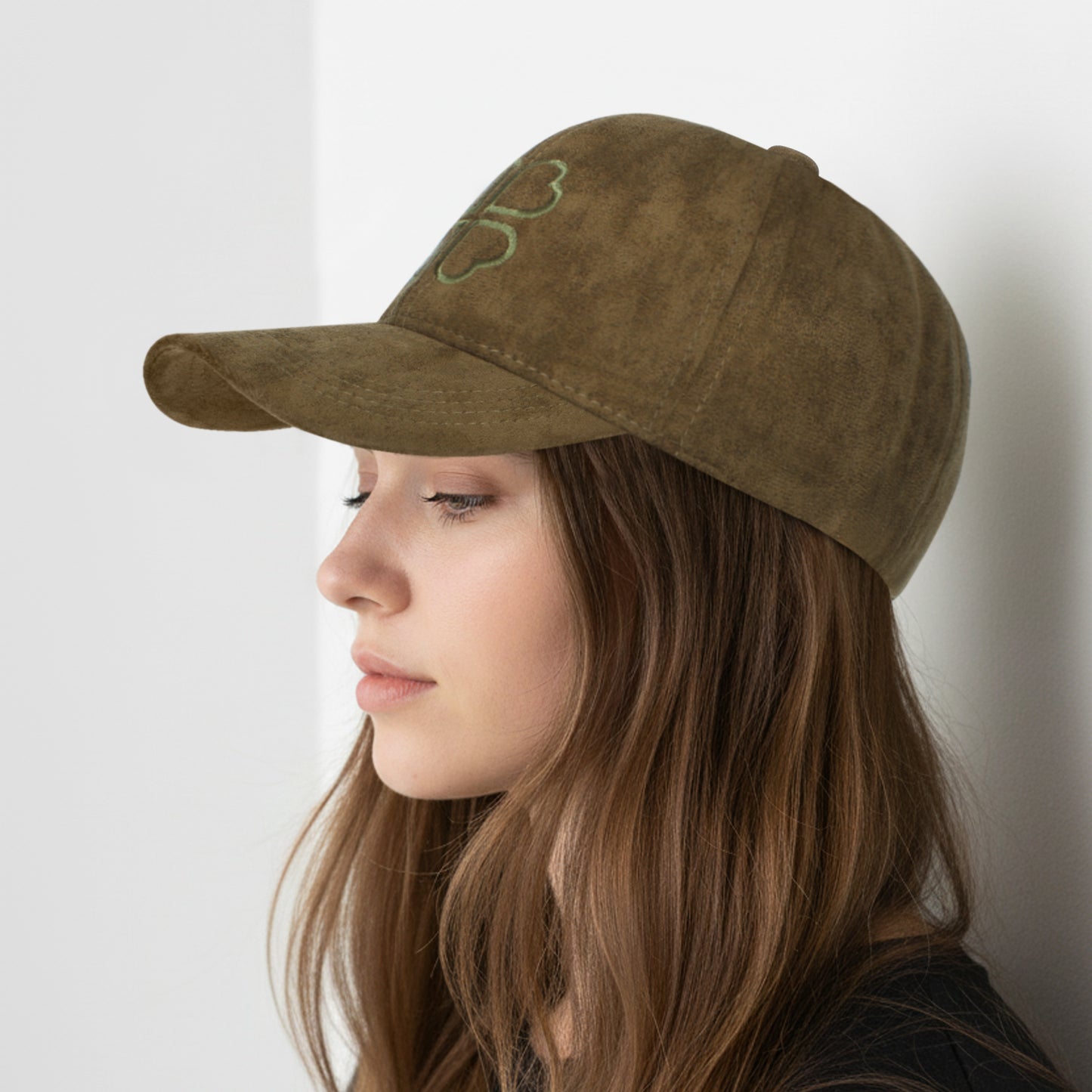 Casquette Femme Clover Heart Effet Daim Vert