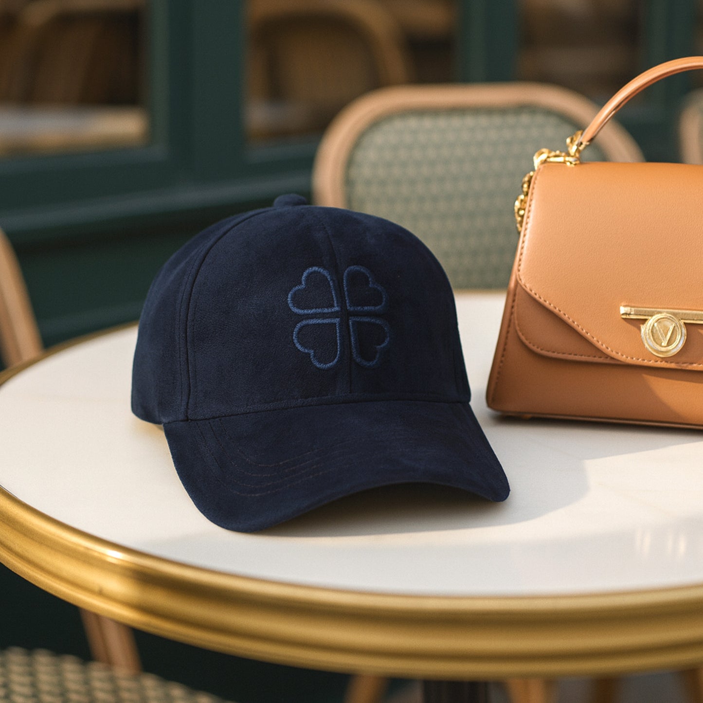 Casquette Clover Heart Effet Daim Bleu Marine