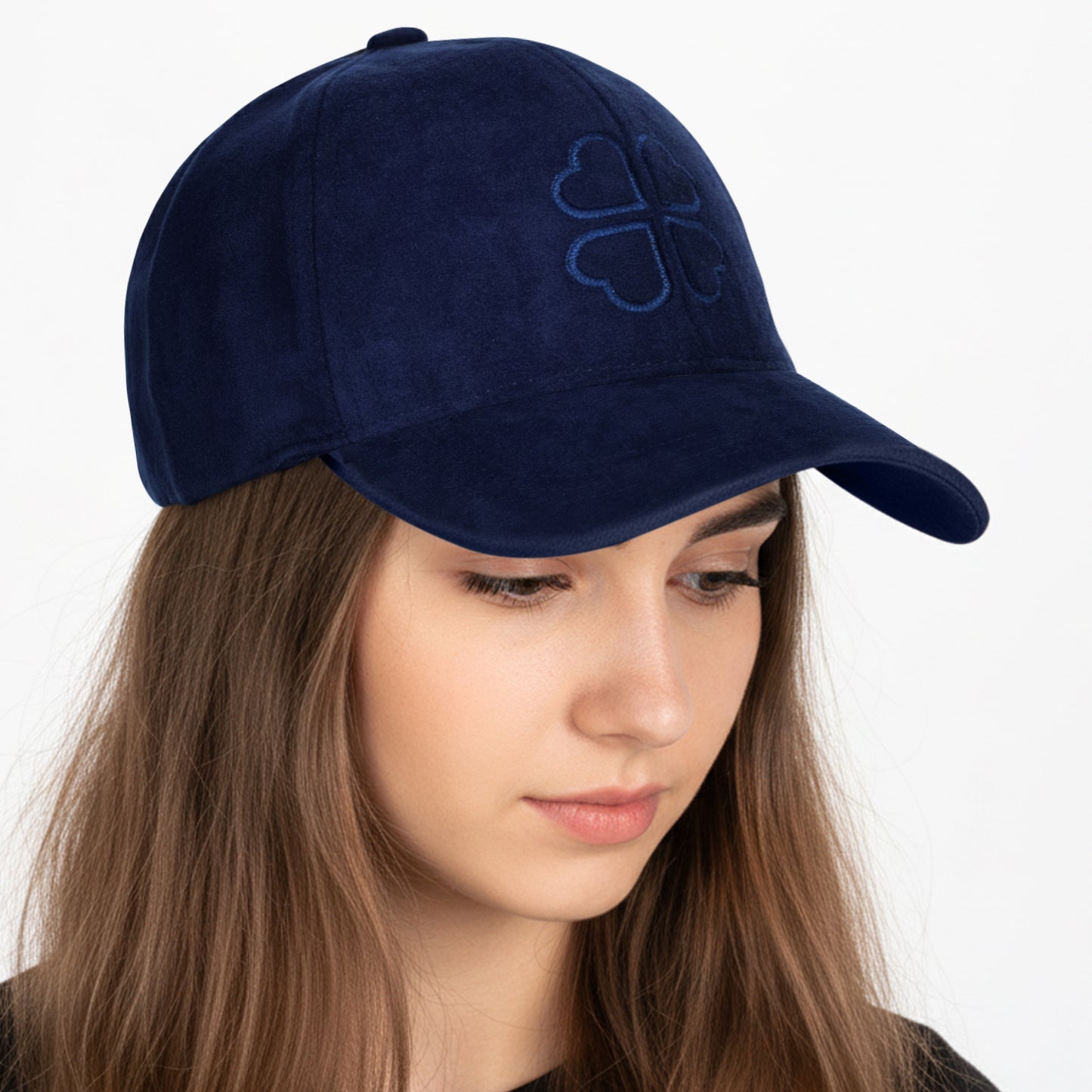Casquette Femme Clover Heart Effet Daim Bleu Marine