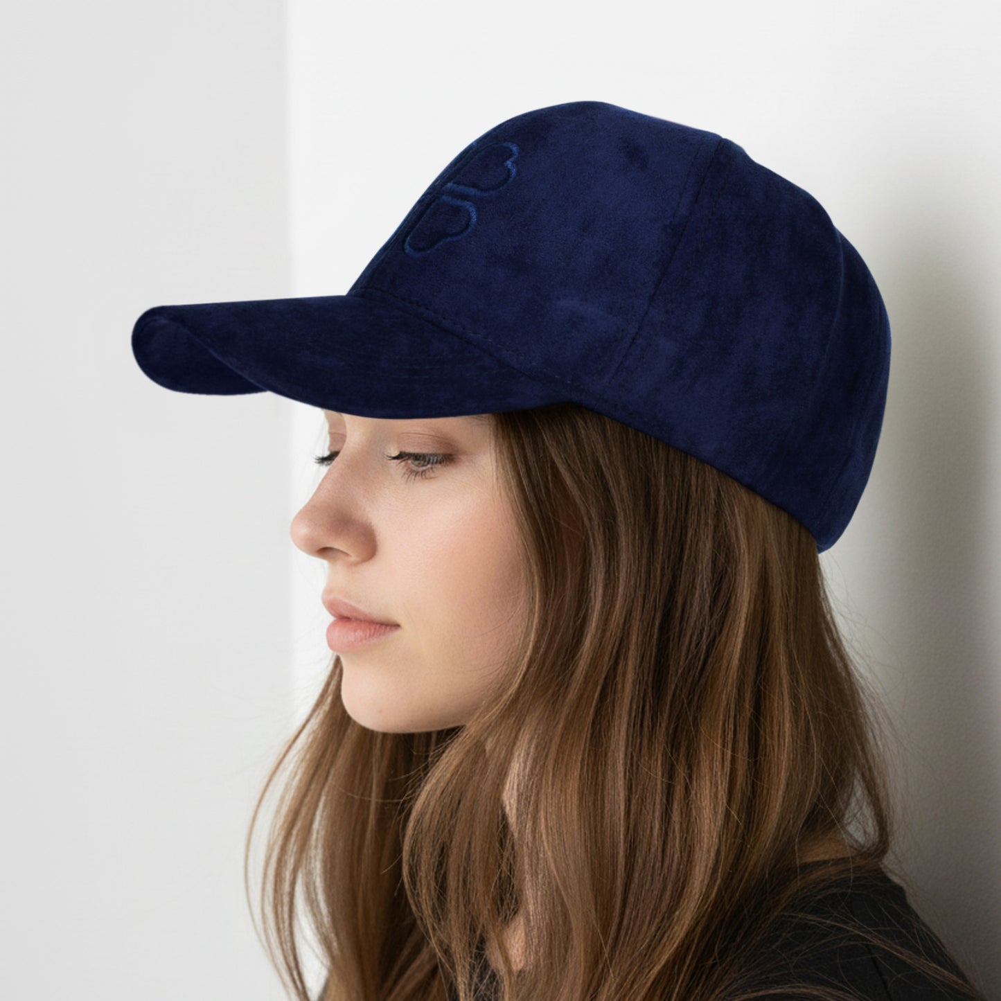 Casquette Femme Clover Heart Effet Daim Bleu Marine