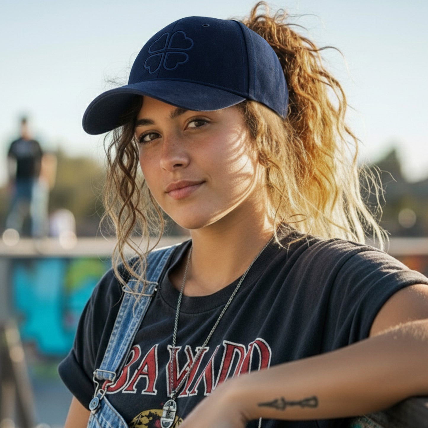 Casquette Femme Clover Heart Effet Daim Bleu Marine