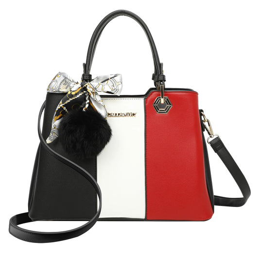 Sac Fourre-Tout Trois Teintes à Pompon La Nuance Noir-Blanc