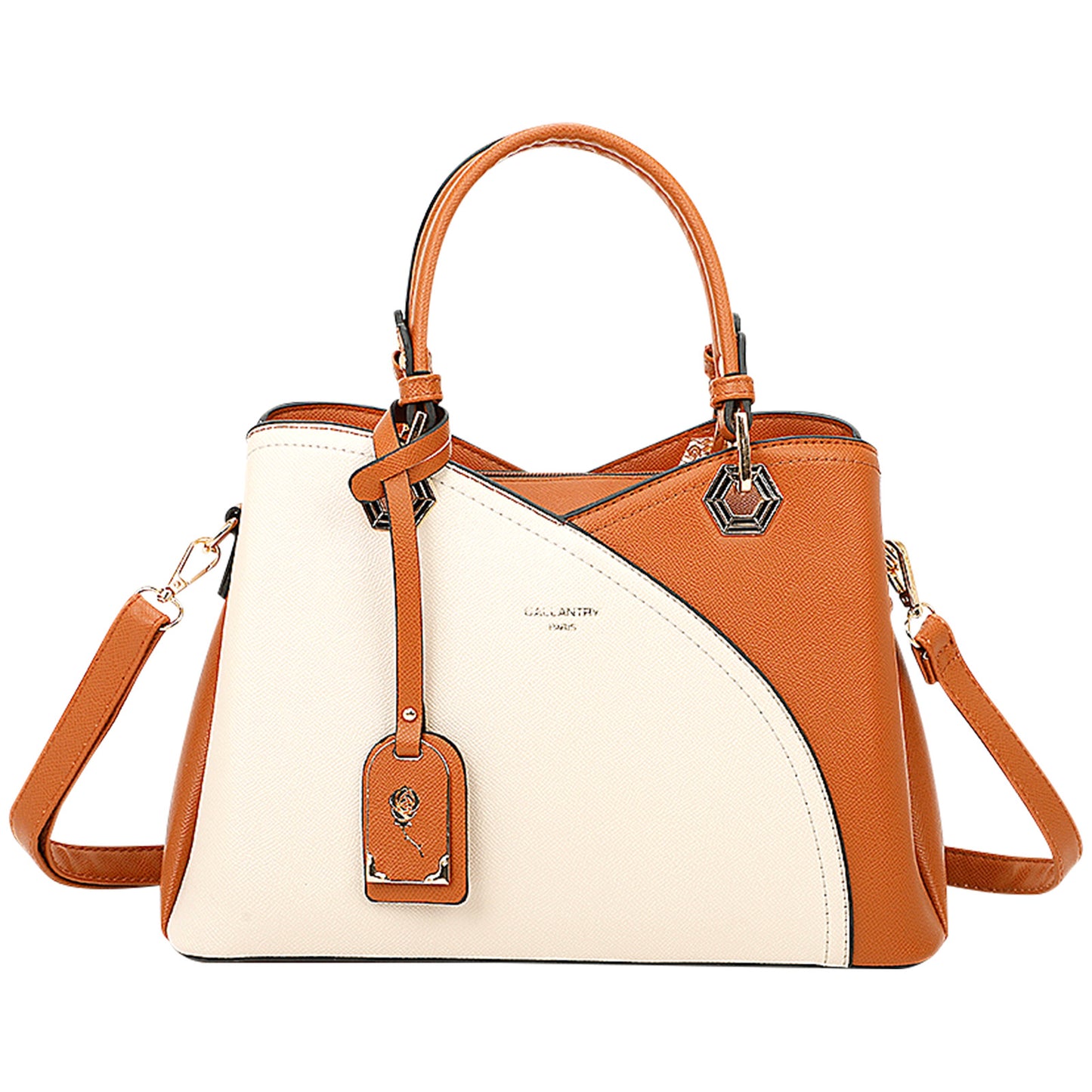 Sac à Main en Similicuir Grainé Le Contraste Beige