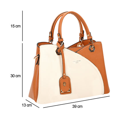Sac à Main en Similicuir Grainé Le Contraste Beige
