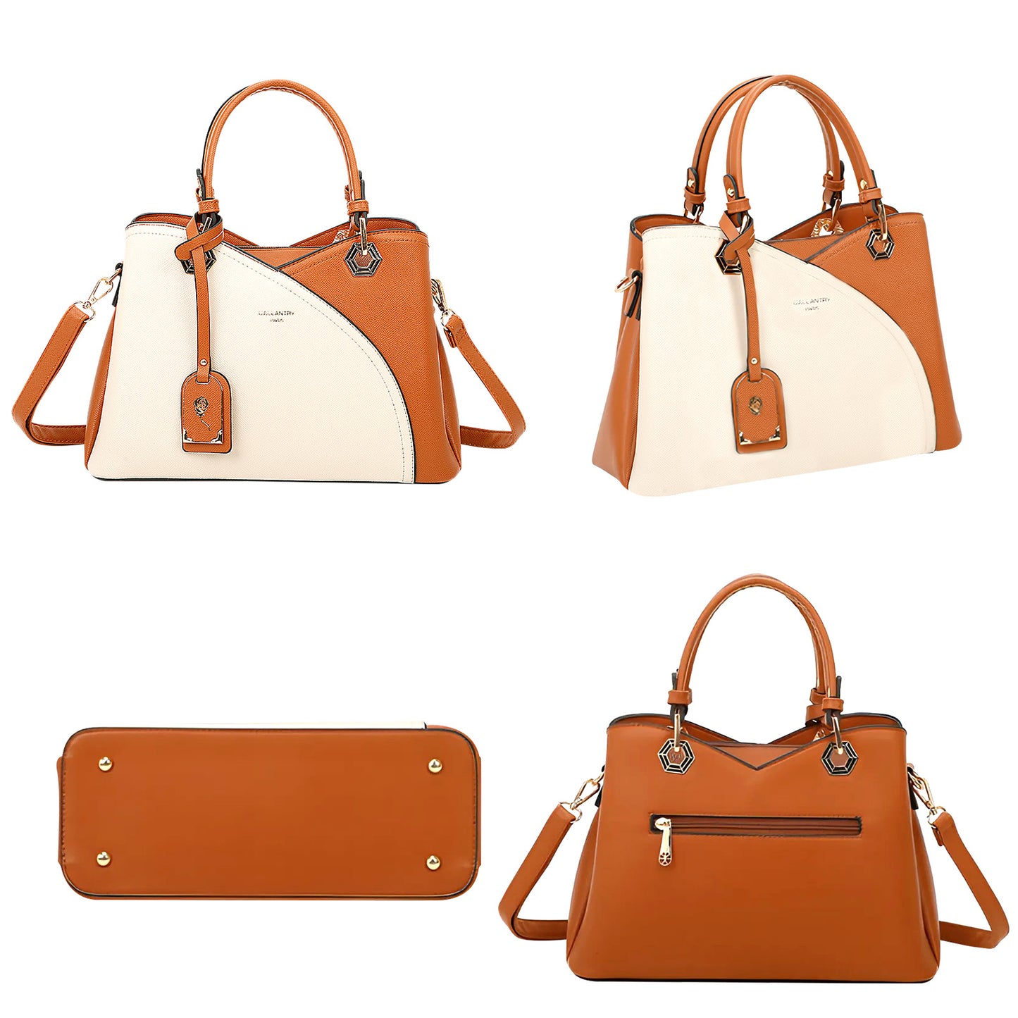 Sac à Main en Similicuir Grainé Le Contraste Beige