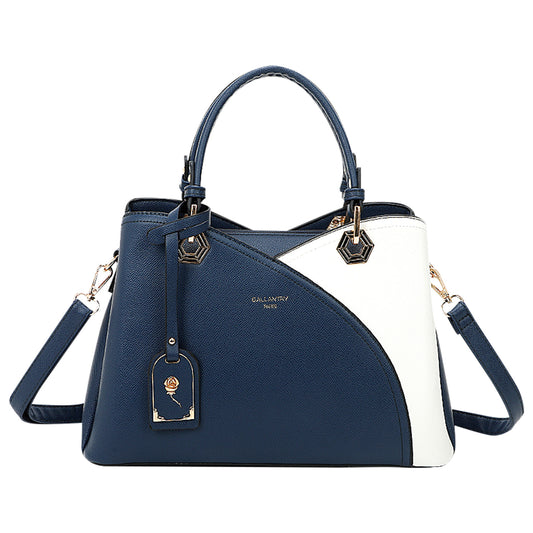 Sac à Main en Similicuir Grainé Le Contraste Bleu Foncé