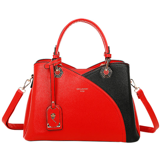 Sac à Main en Similicuir Grainé Le Contraste Rouge