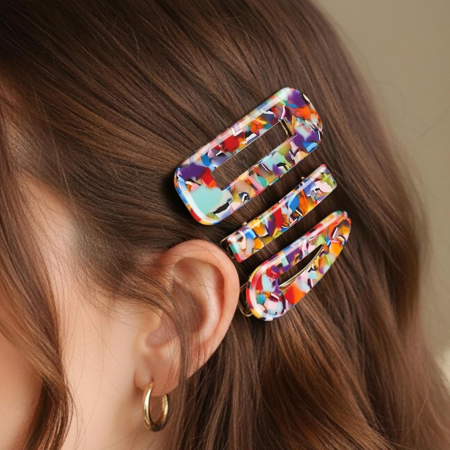 Lot de 3 Pinces Plates Terrazzo en Résine