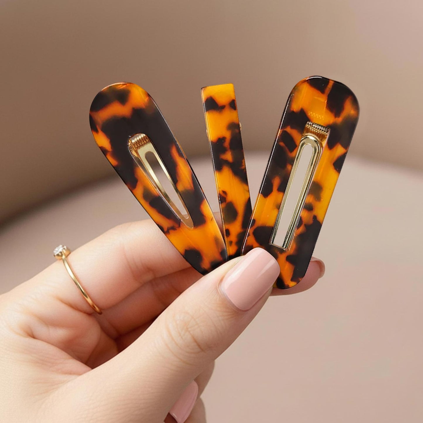 Lot de 3 Pinces Plates Écaille Brune en Résine