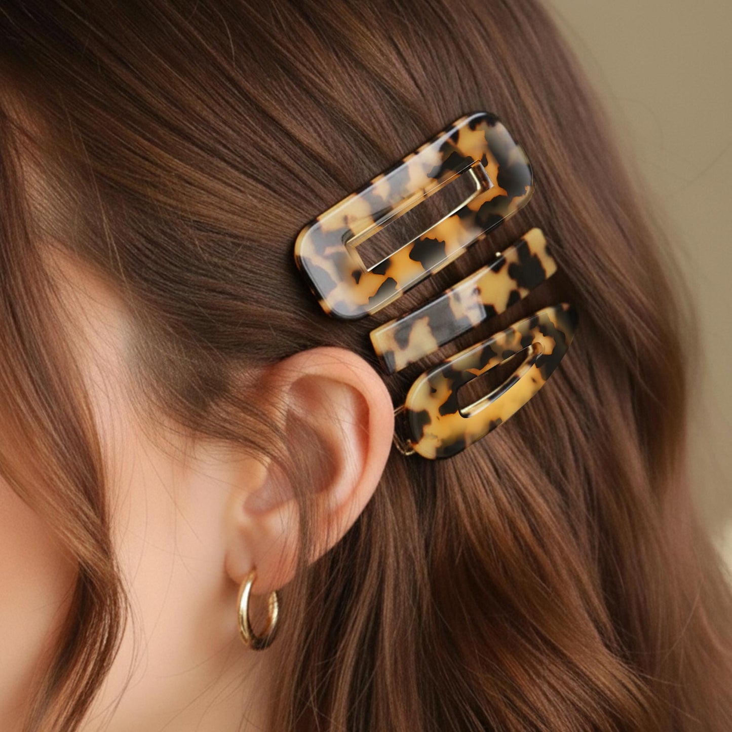 Lot de 3 Pinces Plates Vanilla Stone en Résine