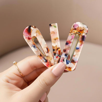 Lot de 3 Pinces Plates Mosaïque en Résine Marbrée